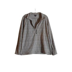 Eddie Bauer Jacket 3/4 ZipUp Long Sleeves Light Grey Texture Pattern Women's XL